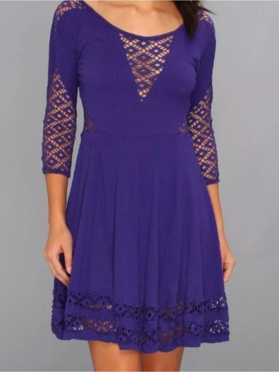 Free People Dresses & Skirts - Free People To The Point Violet Crochet Dress Size Large NWT